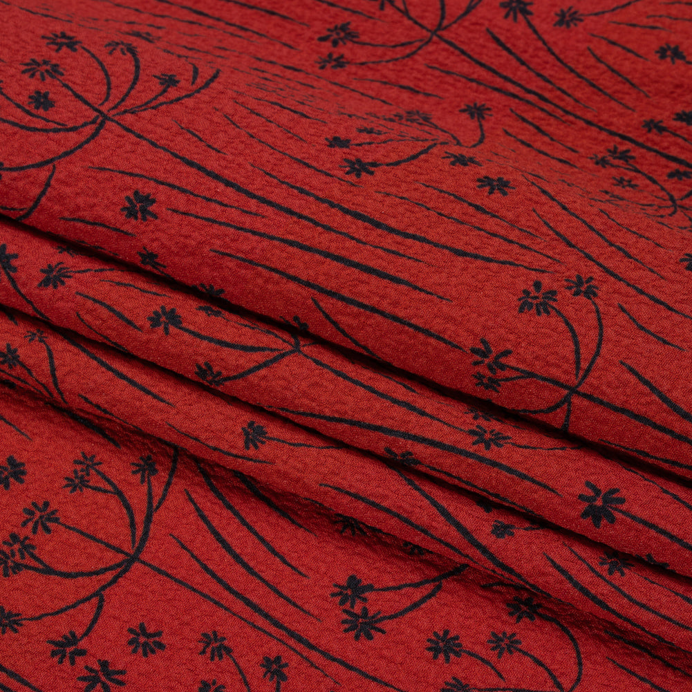 Mood Exclusive Red Dandelion Dreamer Stretch Polyester Seersucker