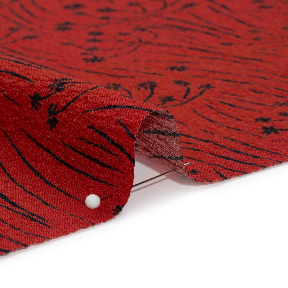 Mood Exclusive Red Dandelion Dreamer Stretch Polyester Seersucker