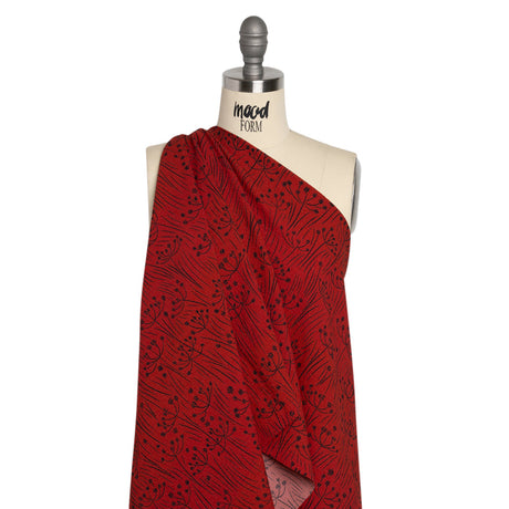 Mood Exclusive Red Dandelion Dreamer Stretch Polyester Seersucker