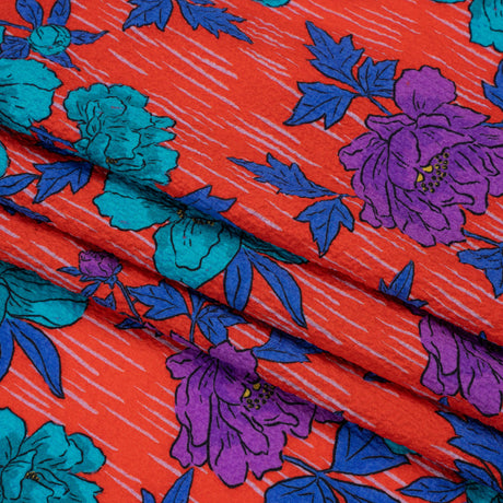 Mood Exclusive Red Through the Rain Stretch Polyester Seersucker