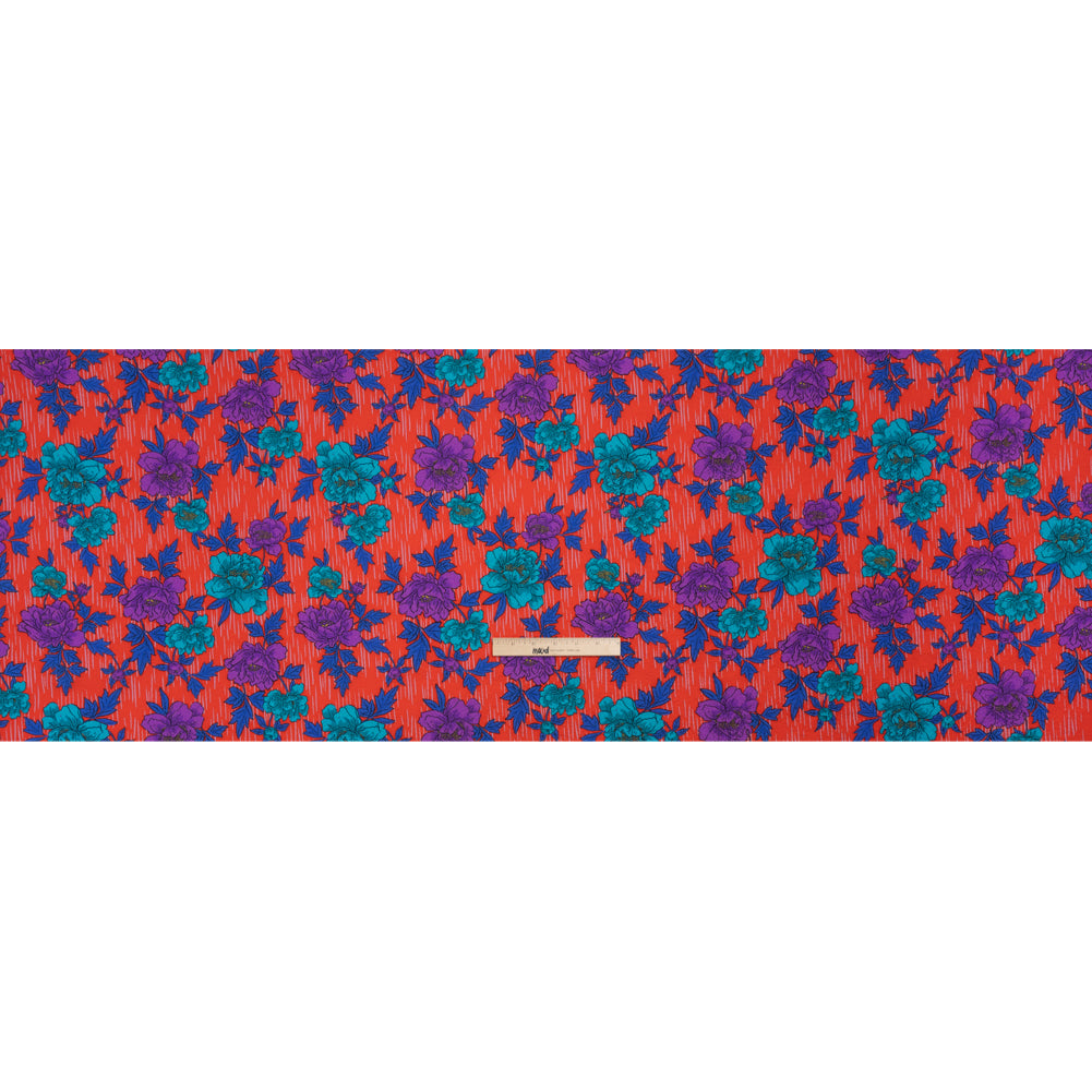 Mood Exclusive Red Through the Rain Stretch Polyester Seersucker