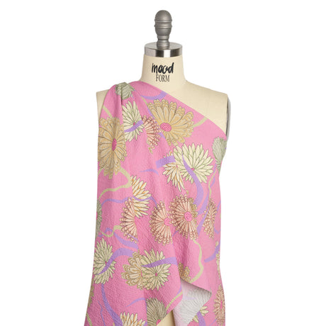Mood Exclusive Pink Goodness Gardens Stretch Polyester Seersucker