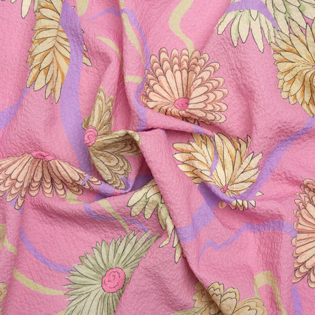 Mood Exclusive Pink Goodness Gardens Stretch Polyester Seersucker
