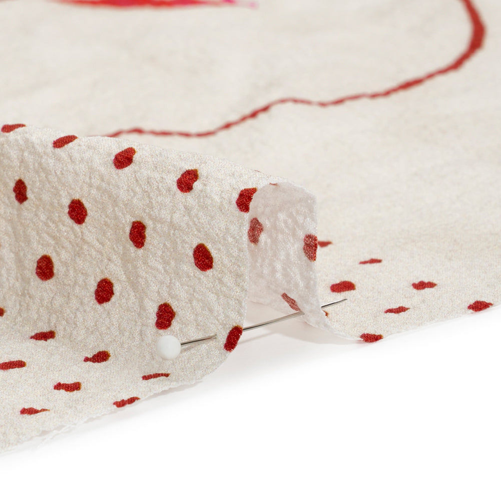 Mood Exclusive Cream Calligraph Creator Stretch Polyester Seersucker