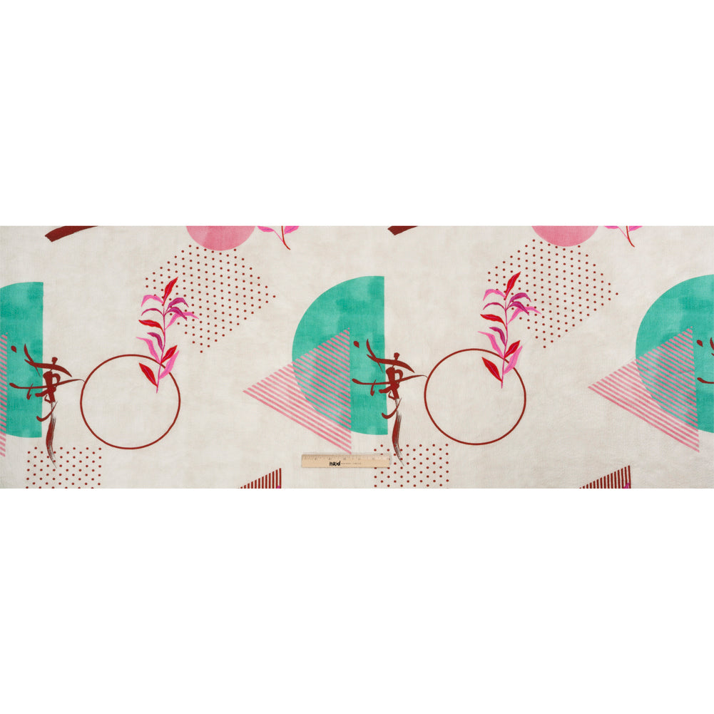 Mood Exclusive Cream Calligraph Creator Stretch Polyester Seersucker