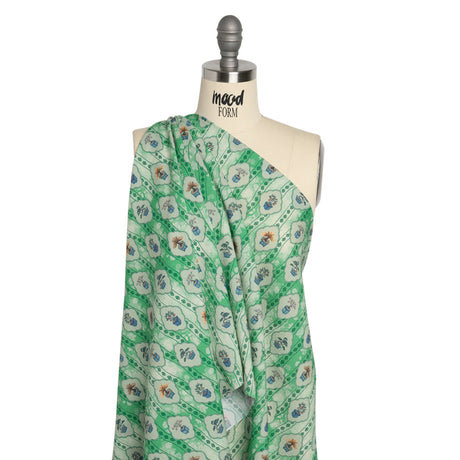 Mood Exclusive Green Peaceful Trees Stretch Polyester Seersucker