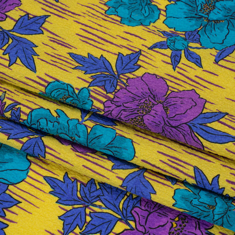 Mood Exclusive Yellow Through the Rain Stretch Polyester Seersucker