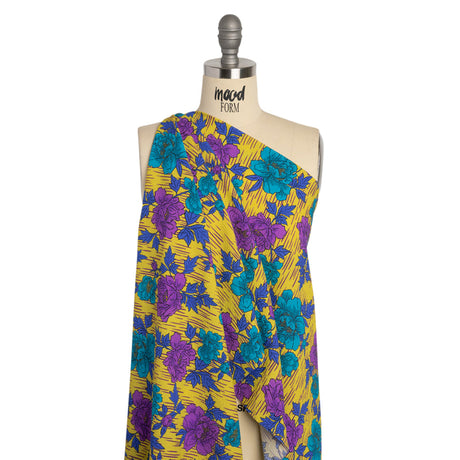 Mood Exclusive Yellow Through the Rain Stretch Polyester Seersucker