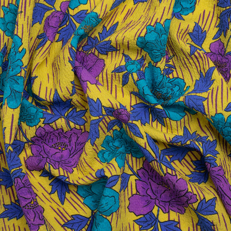 Mood Exclusive Yellow Through the Rain Stretch Polyester Seersucker