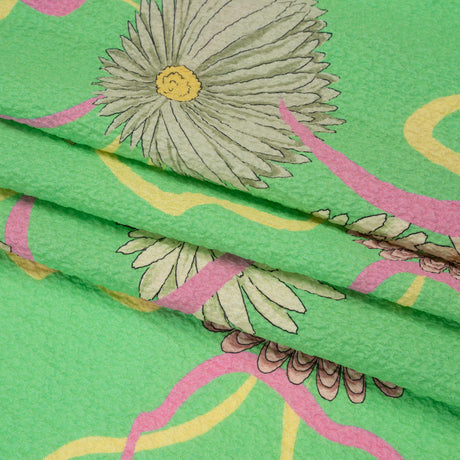 Mood Exclusive Green Goodness Gardens Stretch Polyester Seersucker