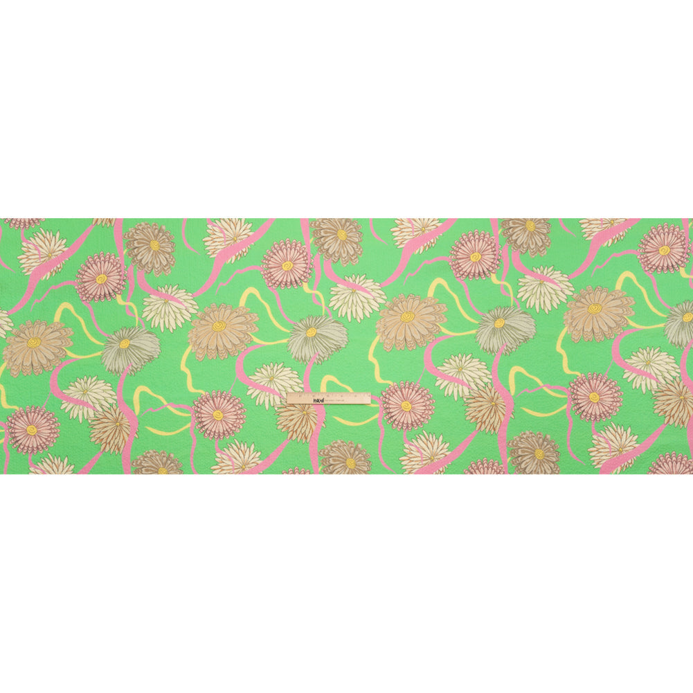 Mood Exclusive Green Goodness Gardens Stretch Polyester Seersucker