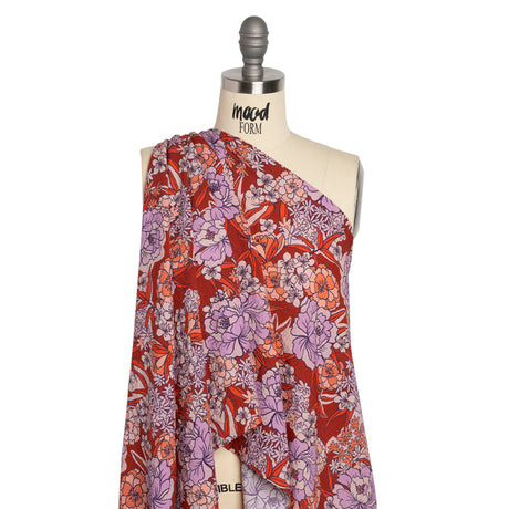 Mood Exclusive Cherry Blossom Lessons Stretch Polyester Seersucker