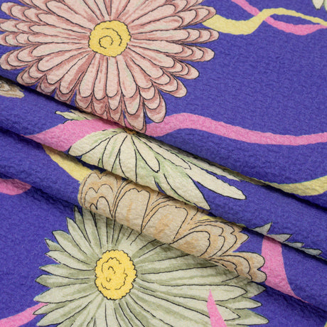 Mood Exclusive Blue Goodness Gardens Stretch Polyester Seersucker
