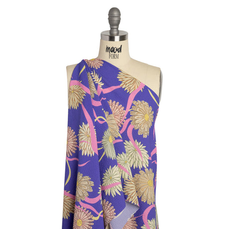 Mood Exclusive Blue Goodness Gardens Stretch Polyester Seersucker