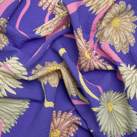 Mood Exclusive Blue Goodness Gardens Stretch Polyester Seersucker
