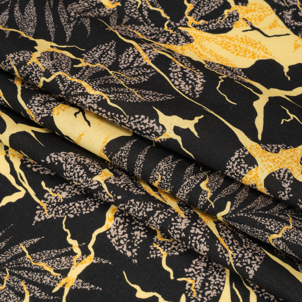 Linen and Rayon Woven Print - Black and Yellow Floral - Mood Exclusive Fossilized Memories