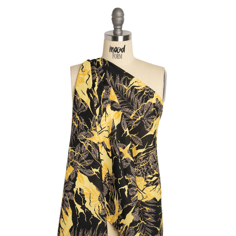 Linen and Rayon Woven Print - Black and Yellow Floral - Mood Exclusive Fossilized Memories