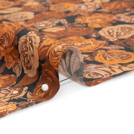 Cotton Poplin Print - Orange and Brown Floral - Mood Exclusive Memory of Roses