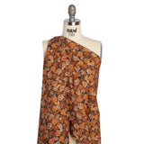 Cotton Poplin Print - Orange and Brown Floral - Mood Exclusive Memory of Roses