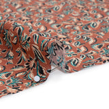 Cotton Poplin Print - Burnt Orange and Teal Leaves - Mood Exclusive Cranberry Corral