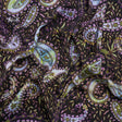 Stretch Cotton and Viscose Sateen Print - Black, Green and Purple Paisley and Leaves - Mood Exclusive Leafy Life