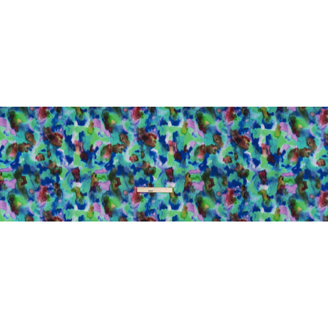 Stretch Polyester Woven Print - Green, Blue and Brown Abstract - Mood Exclusive Spinning World