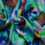 Stretch Polyester Woven Print - Green, Blue and Brown Abstract - Mood Exclusive Spinning World