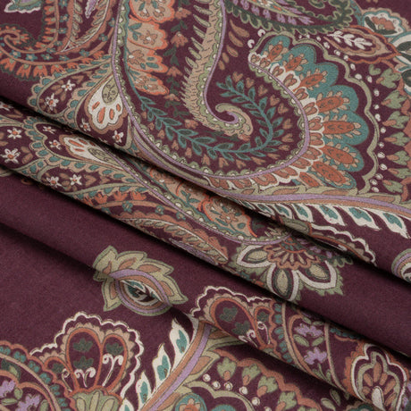 Cotton Voile Print - Burgundy and Green Paisley - Mood Exclusive Giving Thanks
