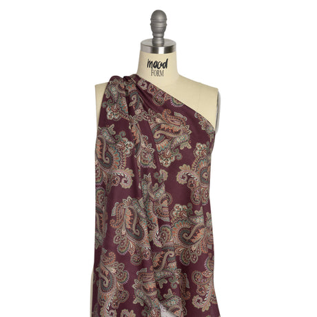Cotton Voile Print - Burgundy and Green Paisley - Mood Exclusive Giving Thanks