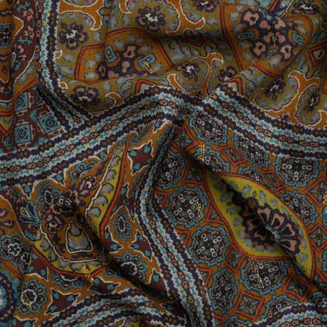 Mood Exclusive Ochre Basilica Bella Metallic Dotted Crinkled Viscose Crepe