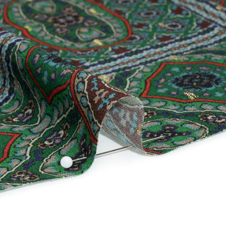 Mood Exclusive Green Basilica Bella Metallic Dotted Crinkled Viscose Crepe