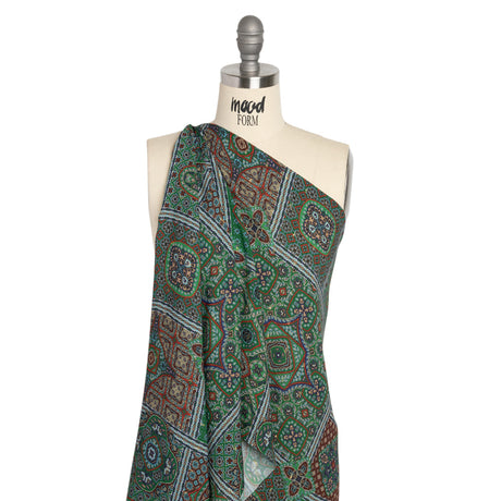 Mood Exclusive Green Basilica Bella Metallic Dotted Crinkled Viscose Crepe