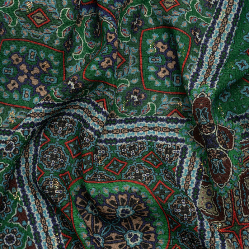 Mood Exclusive Green Basilica Bella Metallic Dotted Crinkled Viscose Crepe