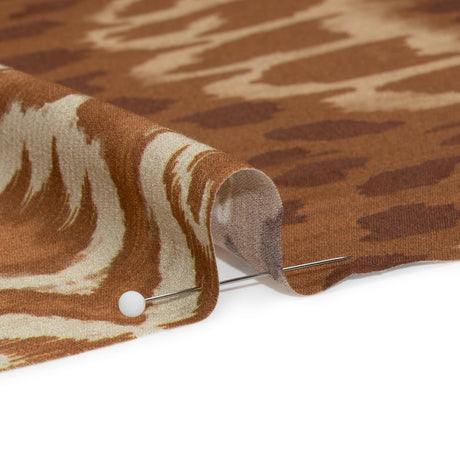 Sustainable Viscose Crepe Print - Brown and Beige Ikat Abstract - Mood Exclusive Woodgrain Test