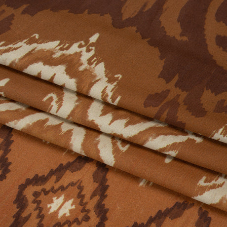 Sustainable Viscose Crepe Print - Brown and Beige Ikat Abstract - Mood Exclusive Woodgrain Test