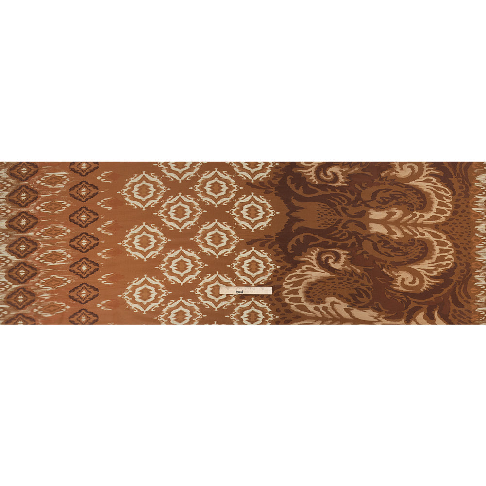 Sustainable Viscose Crepe Print - Brown and Beige Ikat Abstract - Mood Exclusive Woodgrain Test