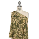 Sustainable Viscose Crepe Print - Olive Green and Beige Ikat Floral - Mood Exclusive Harvest Moon