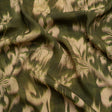 Sustainable Viscose Crepe Print - Olive Green and Beige Ikat Floral - Mood Exclusive Harvest Moon