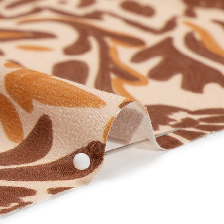 Sustainable Viscose Crepe Print - Beige, Burgundy and Orange Floral Damask - Mood Exclusive Pieces into Place