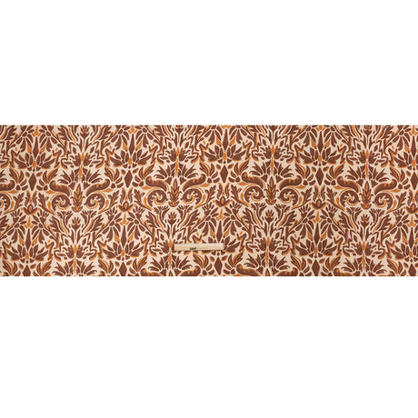 Sustainable Viscose Crepe Print - Beige, Burgundy and Orange Floral Damask - Mood Exclusive Pieces into Place