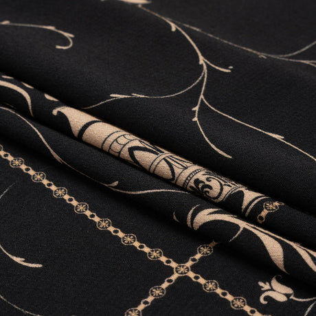 Sustainable Viscose Crepe Print - Black and Cream Flower Vases - Mood Exclusive Persephone's Treasures