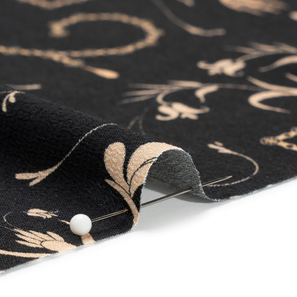 Sustainable Viscose Crepe Print - Black and Cream Flower Vases - Mood Exclusive Persephone's Treasures