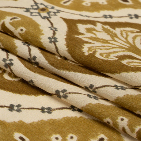 Sustainable Viscose Crepe Print - Golden Olive and Beige Floral Ogees - Mood Exclusive Salem Surroundings