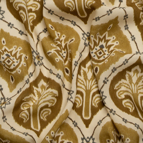 Sustainable Viscose Crepe Print - Golden Olive and Beige Floral Ogees - Mood Exclusive Salem Surroundings