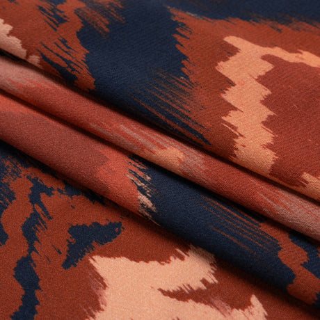 Sustainable Viscose Crepe Print - Navy, Red and Yellow Ikat Diamonds - Mood Exclusive Pressed Peonies