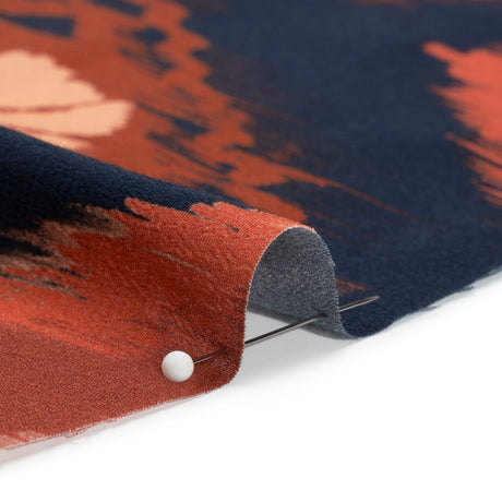 Sustainable Viscose Crepe Print - Navy, Red and Yellow Ikat Diamonds - Mood Exclusive Pressed Peonies