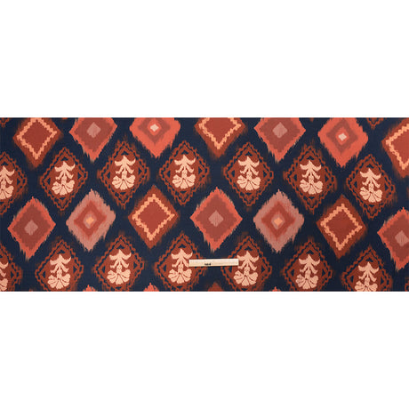 Sustainable Viscose Crepe Print - Navy, Red and Yellow Ikat Diamonds - Mood Exclusive Pressed Peonies