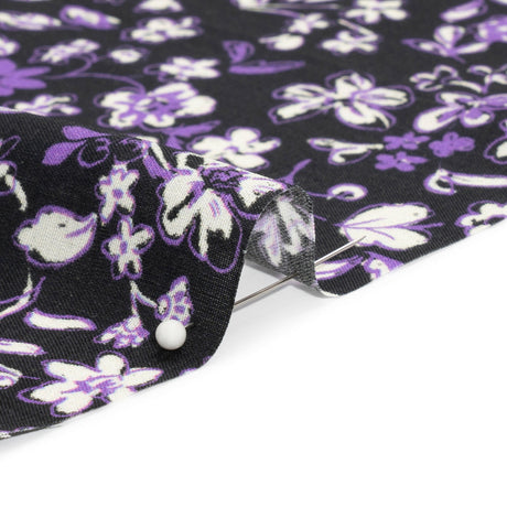 Sustainable Viscose Woven Print - Purple and Black Floral - Mood Exclusive Wicked Wildflowers