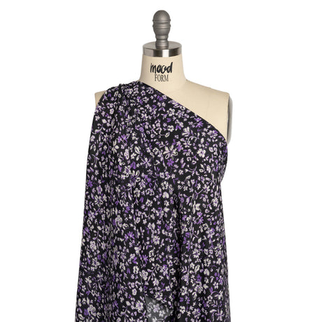 Sustainable Viscose Woven Print - Purple and Black Floral - Mood Exclusive Wicked Wildflowers
