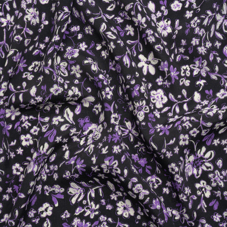 Sustainable Viscose Woven Print - Purple and Black Floral - Mood Exclusive Wicked Wildflowers